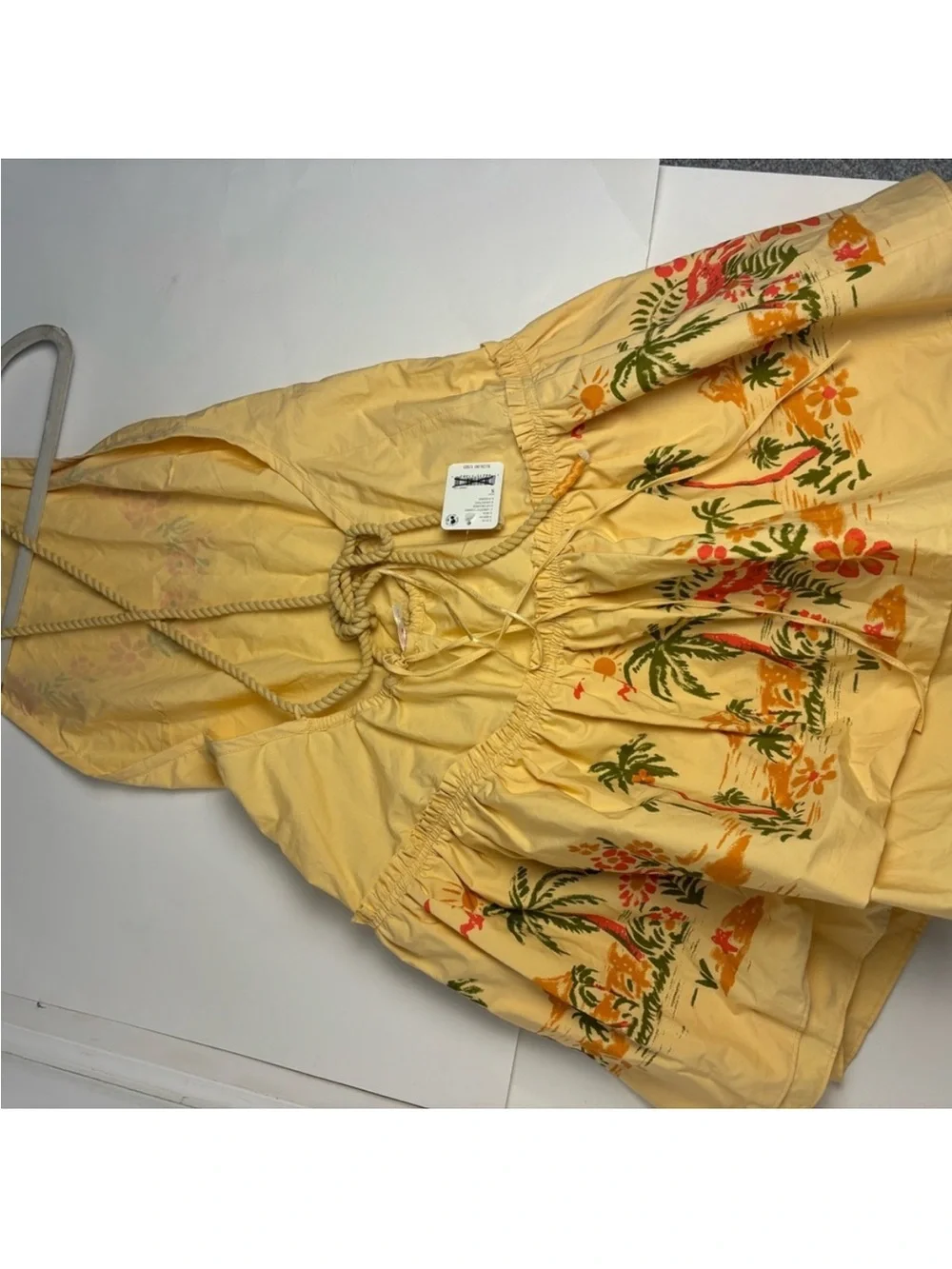 Free People Deserted Island Mini Dress Boho Apricot Combo Size L - Picture 5 of 5
